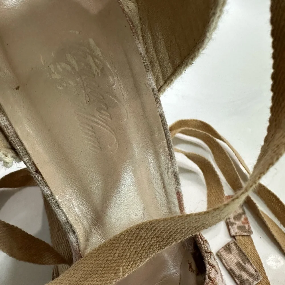 Stuart Weitzman Cream Tan Wedge Sandals